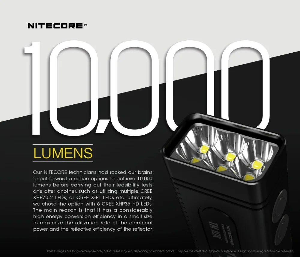 NITECORE TM10K 10000 люменов CREE XPH35 HD высокозаряженный и революционный аккумулятор 21700 с высоким уровнем яркости на заказ