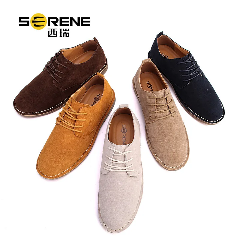 SERENE Brand 6308 Autumn Fashion High Quality Cow Suede Men's Shoes British Popular Low Top Lace Up Business Casual Desert | Обувь