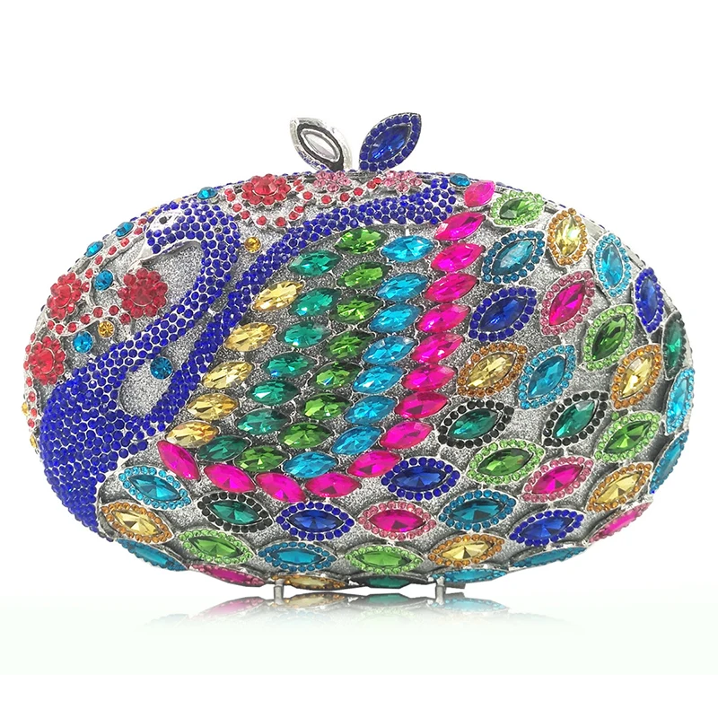 Роскошные вечерние сумки-клатчи с кристаллами павлина розовые женские сумки