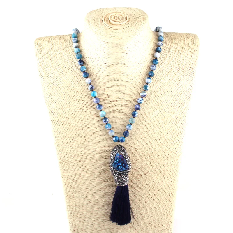 MOODPC модные богемные этнические ювелирные изделия модная грань синий Агат камень