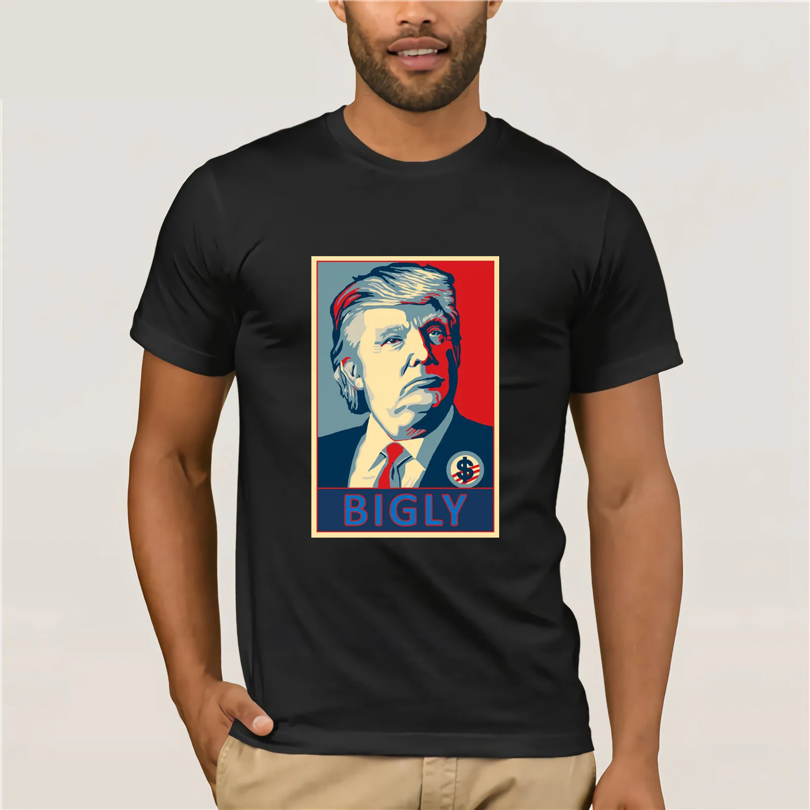 В Bigly Now Trump футболка хлопковая Футболка Молодежный тренд Мужская с короткими