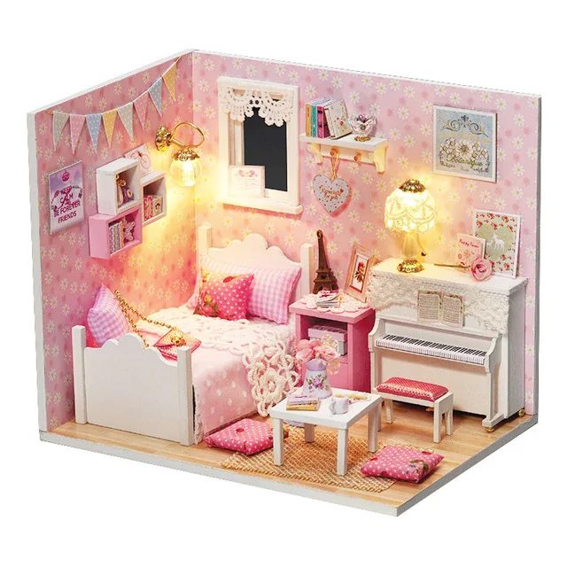 H015 Кукольный дом мебель Diy Миниатюрный 3D Деревянный Miniaturas кукольный домик игрушки для детей подарки на день рождения Каса дневник котенка H013 - Цвет: H015