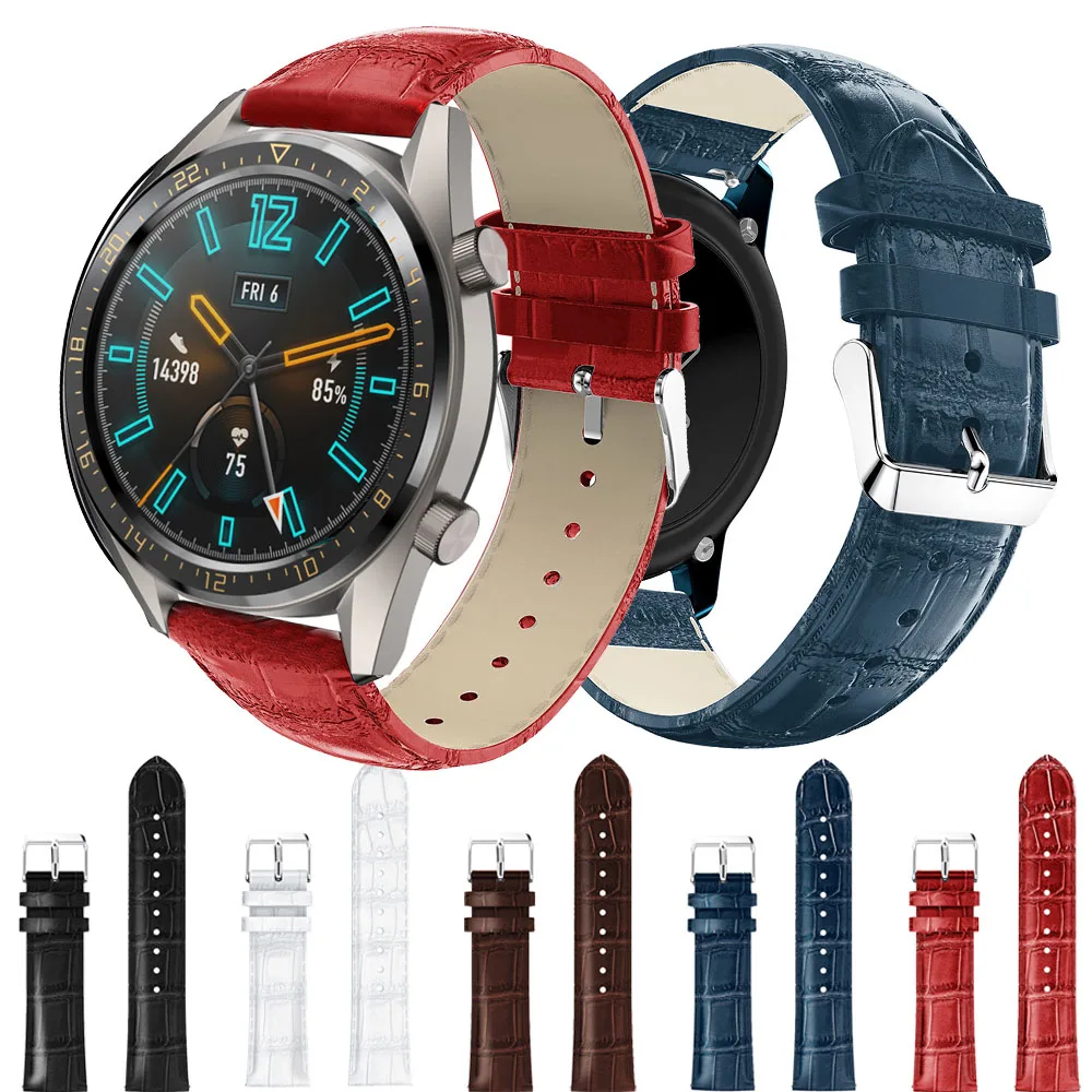 

New Crocodile Pattern Genuine Leather Watch Band Strap For Xiaomi Huami Amazfit Stratos Pace 2 2S Replacement Band Bracelet 22mm