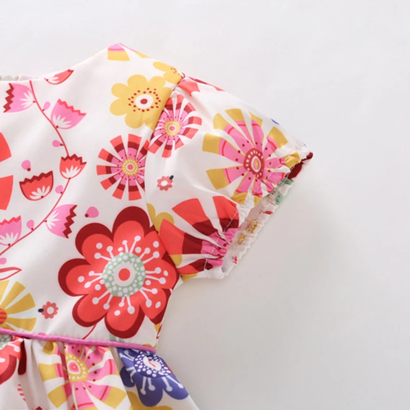 Летнее платье для девочек с цветочным принтом ТРАПЕЦИЕВИДНОЕ ПЛАТЬЕ круглым