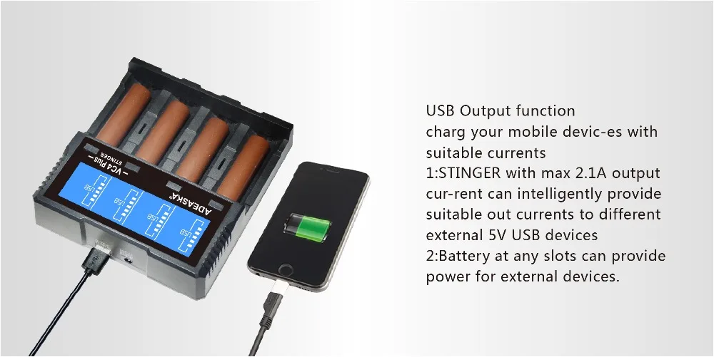 ADEASKA VC4 плюс ЖК-дисплей USB Быстрое интеллектуальное зарядное устройство для Li-ion/IMR/LiFePO4/Ni-MH батареи или SC4 VP4 PLUS
