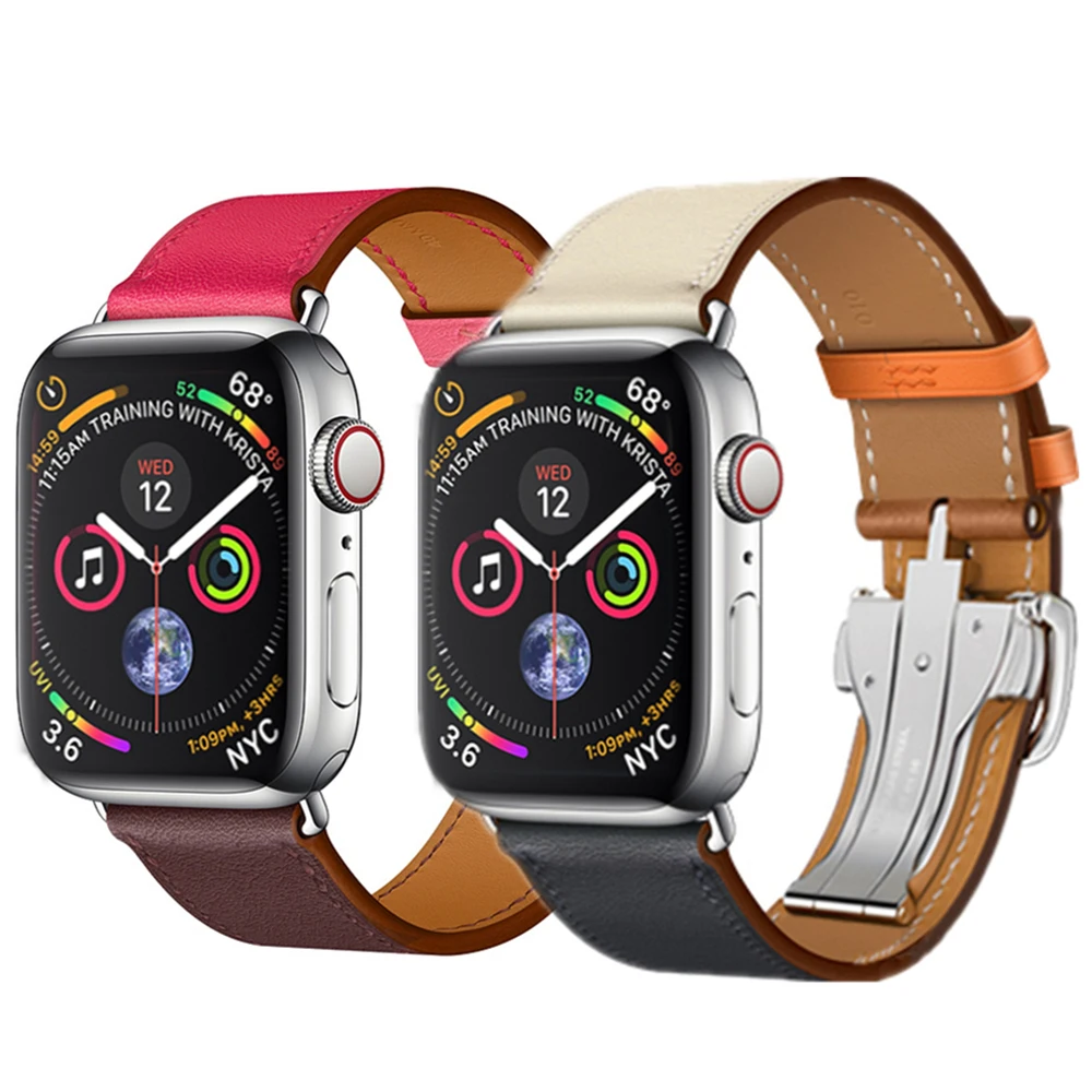 Ремешок с пряжкой для Apple watch band 4 44 мм 40 кожаный ремешок iwatch correa 42 мм/38 4/3/4 2/1|Ремешки