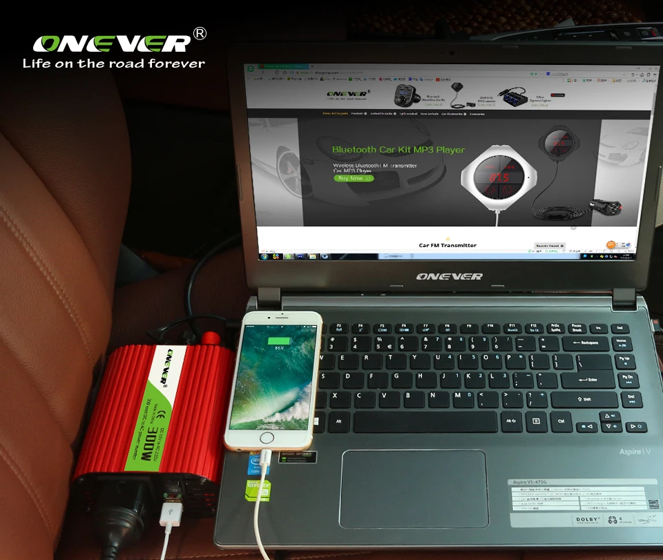 Onever инвертор 12 В 220 В 300 Вт инвертор с двойной usb зарядкой автомобильный преобразователь 12 В до 220 В 50 Гц трансформатор адаптер выход