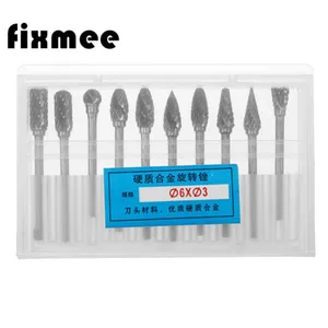 Набор заусенцев из карбида вольфрама, хвостовик 3 мм, двойные линии, 6 мм, 10 шт.