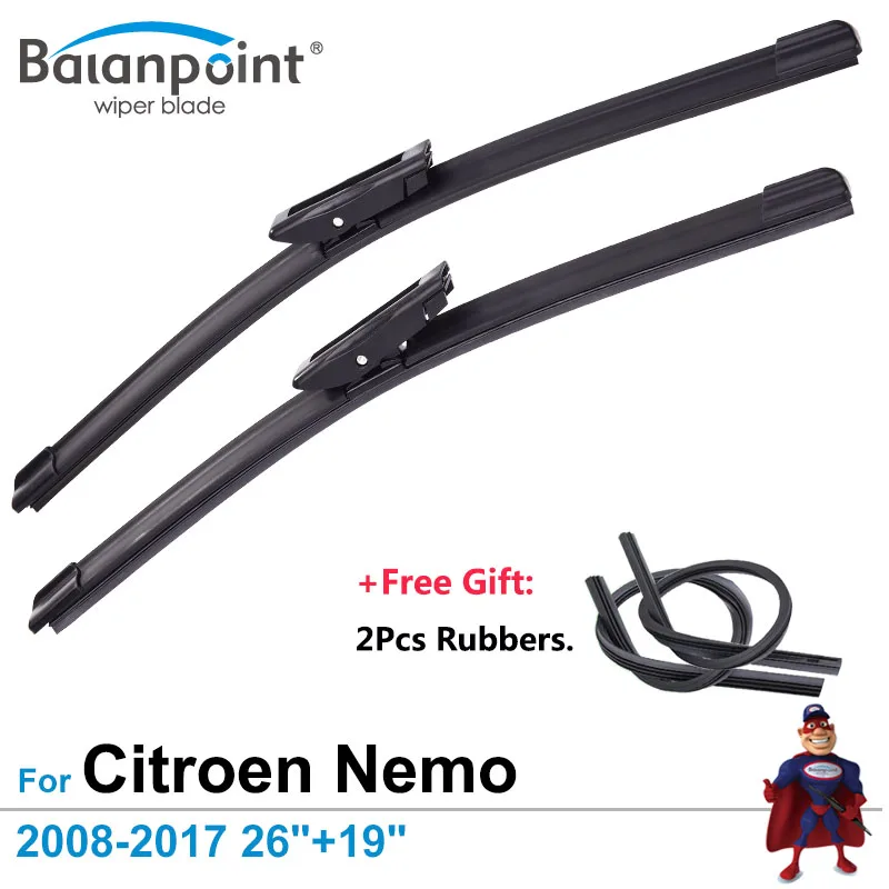 2 шт. щетки стеклоочистителя для Citroen Nemo 2008 2017 26 дюймов + 19 дюймов|wiper blade|rubber wiperwiper