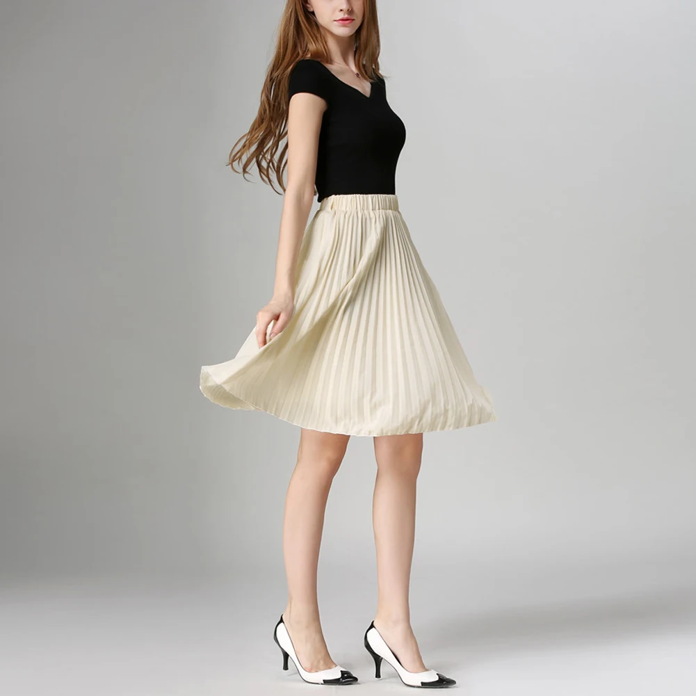 Модная элегантная плиссированная юбка Осень зима 2017 шифоновая тонкая с высокой