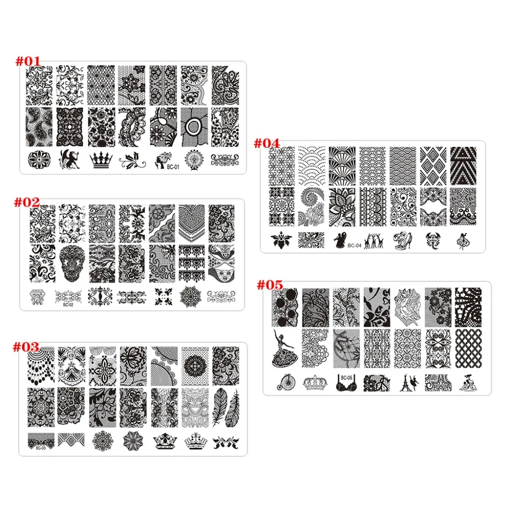Сделай сам лак для ногтей тиснение пластина кружево цветочный узор шаблон