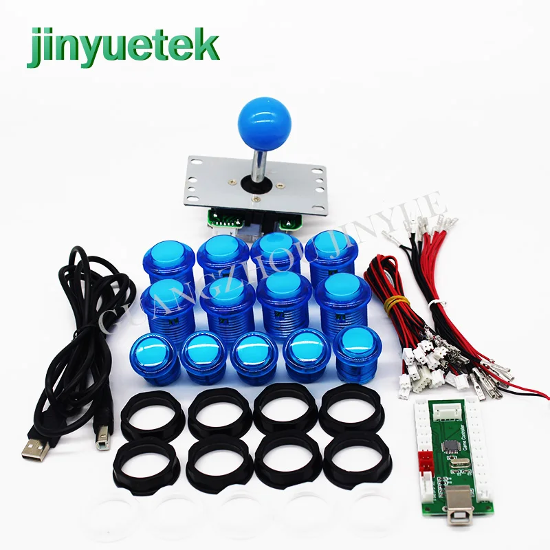 Быстрая botones diy аркадный комплект led 1 плеер аркадный набор fliperama maquina джойстик Sanwa для аркадных игр jugadores Нулевая задержка - Цвет: blue arcade kit