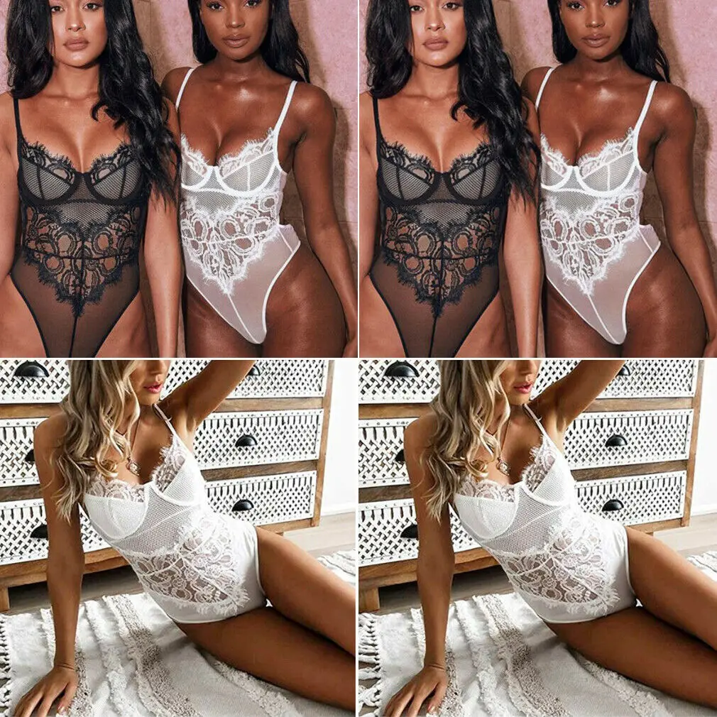 Сексуальное женское нижнее белье боди одежда для сна кружевной шифоновый
