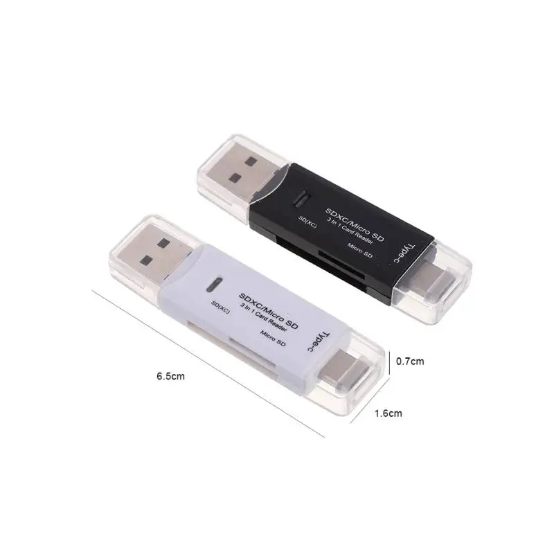 3 в 1 Многофункциональный кардридер складной USB 2 0 Typc-C OTG легкий Plug-and-play компьютер