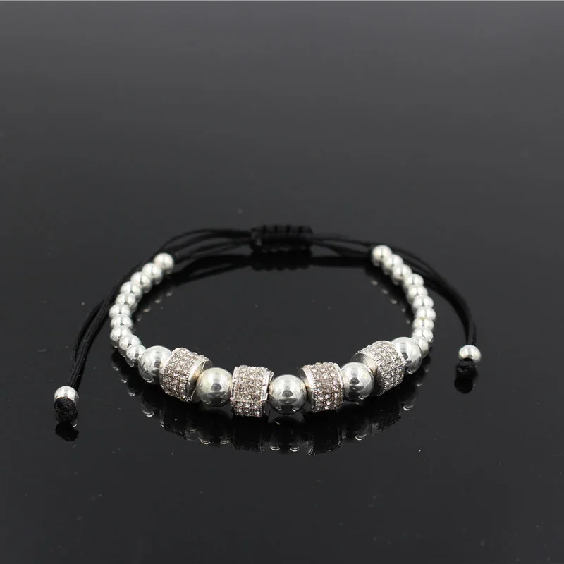 Silver 4 Round Модные Anil arjandas MACRAME ткань круглый трубчатый браслет Для мужчин штаны золотого цвета Цвет микро проложить циркониевые Бусы Браслеты с подвесками плетеный браслет ювелирные изделия - Окраска металла: Silver 4 Round