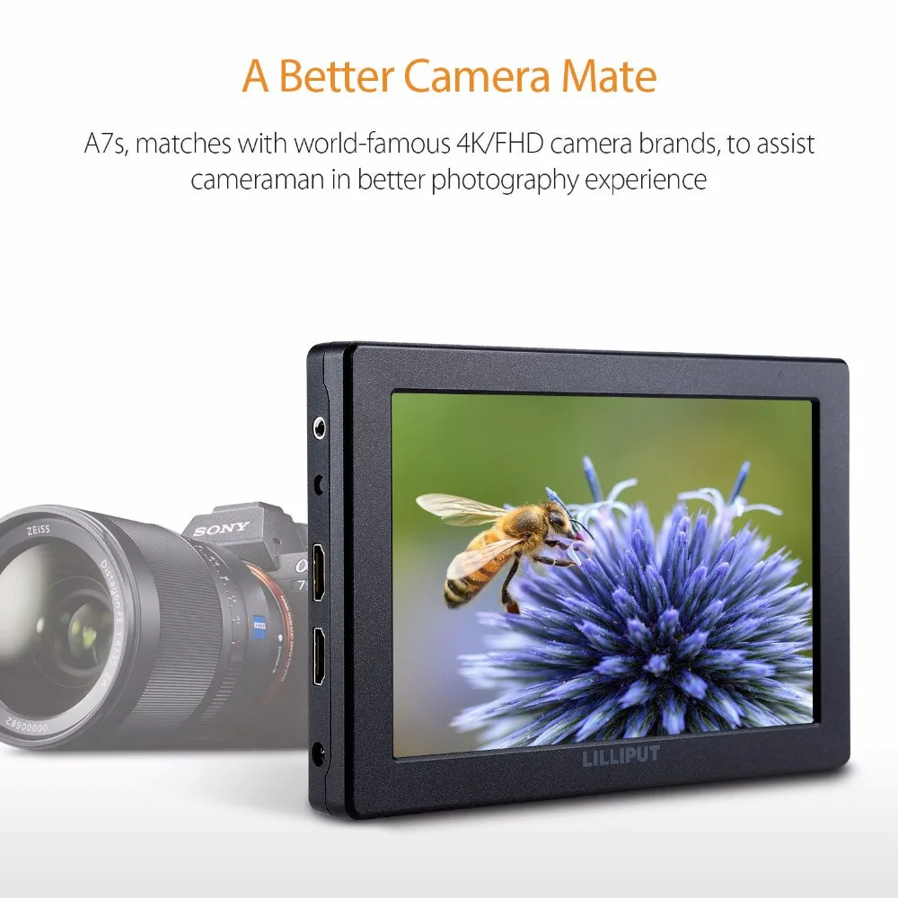 Lilliput A7s 7-дюймовый монитор камеры Utra тонкий ips экран 1920*1200 4K HDMI Full HD " монитор на камере видео монитор поля