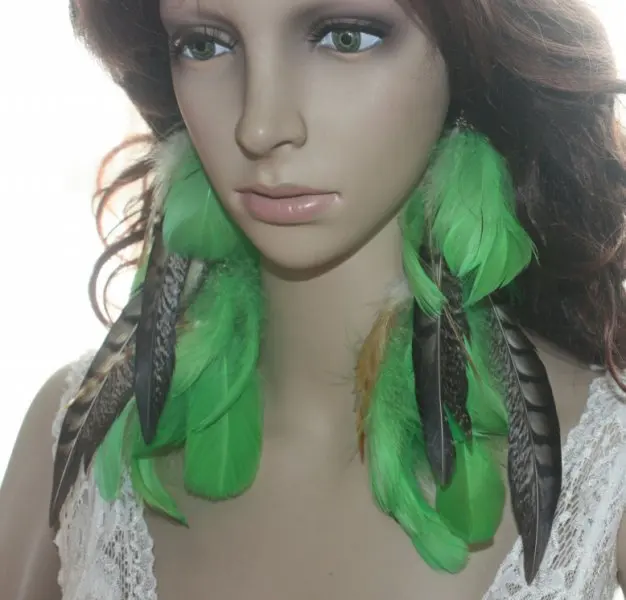 19B3 2 Цепи Естественные Серьги Пера Ювелирных Изделий 1 Пара|natural feather earrings|feather