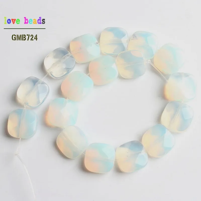white opal 12*12 мм бусины из натурального камня граненые бирюзы Агаты Квадратные бусины для самостоятельного изготовления ювелирных изделий браслет 17 шт/прядь - Цвет: white opal
