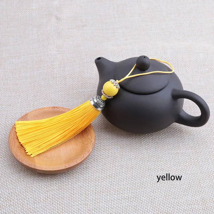 yellow 2 шт., шелковая кисточка, бахрома, кисточка, подвесная веревка, сделай сам, с бахромой и с бусинами, отделка, подвеска для штор, украшение, сделай сам, домашний декор - Цвет: yellow