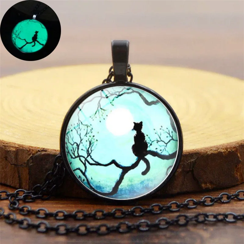 Новая мода кошка под звездное небо стекло светящееся время драгоценный камень