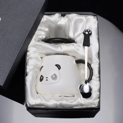 G Большие кружки kawaii Panda, керамическая чашка, кофейные кружки, молочные кружки чашки для чая, термальные бутылки для воды с крышкой-ложкой для детей, рождественский подарок - Цвет: G