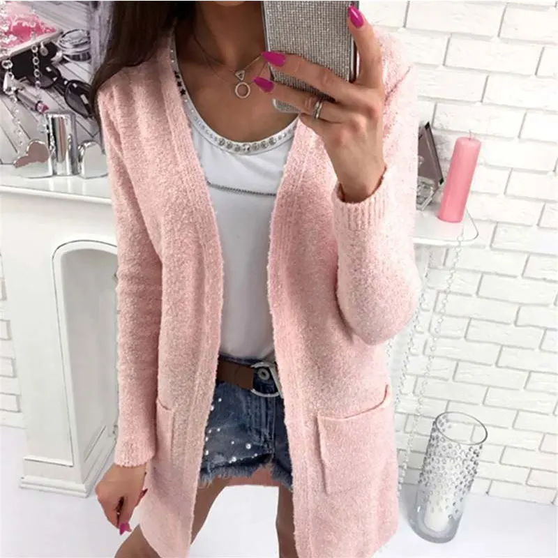 2018 Autumn Winter Thicken Knitted Sweater Long Sleeve Cadigan Women Loose Soft Cardigan Warm Womens Female Pull Femme |