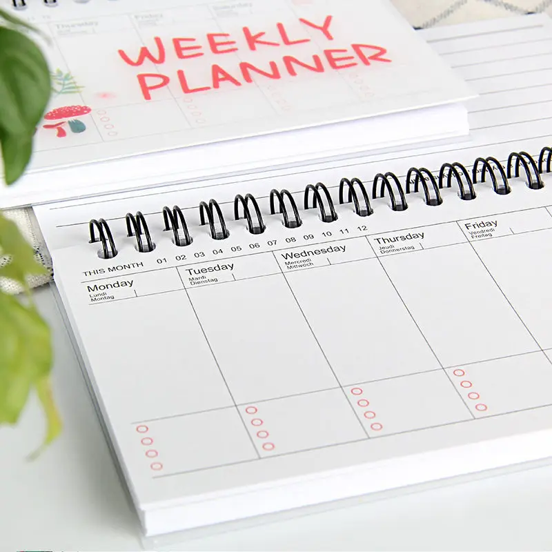 Coloffice Mini Kawaii Cute Cartoon Animal Tearable Week Plan Daily Schedule Book Portable Coil Flip Notebook Office Supplies 1PC |