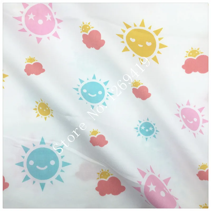 Новый мультфильм раскраска солнце с принтом хлопчатобумажная счетчиком DIY ткани