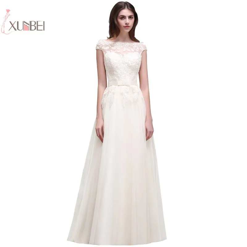 Халат de mariée 2019 Тюль с аппликацией свадебное платье Пляж Boho A конец линии рукав