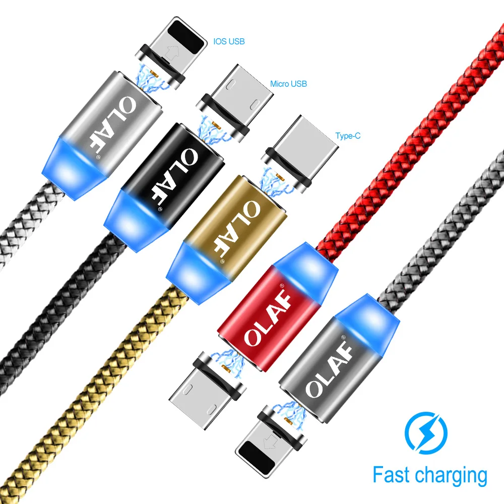 Магнитный usb-кабель Олаф 1 м/2 м Магнитный шнур для быстрой зарядки для iPhone Xs Max XR type-c кабель для samsung S8 Xiaomi huawei телефонный шнур