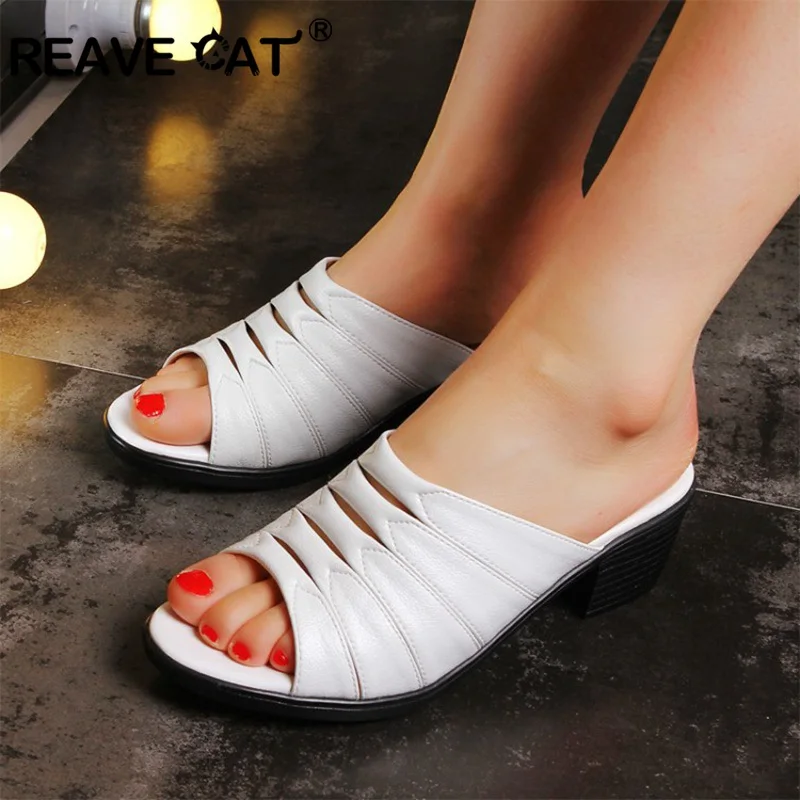 ?? 奪う猫外ラインストーンスリッパ Silp にミュールのぞき見女性の夏の靴平方ヒールパーティースライドフリップ 44 46