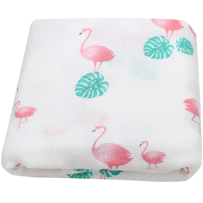 Flamingos leaf Детское Одеяло пеленка с фламинго для новорожденных хлопок Бамбук Супер Мягкий муслин пеленки детские постельные принадлежности обертывание фото детские товары - Цвет: Flamingos leaf