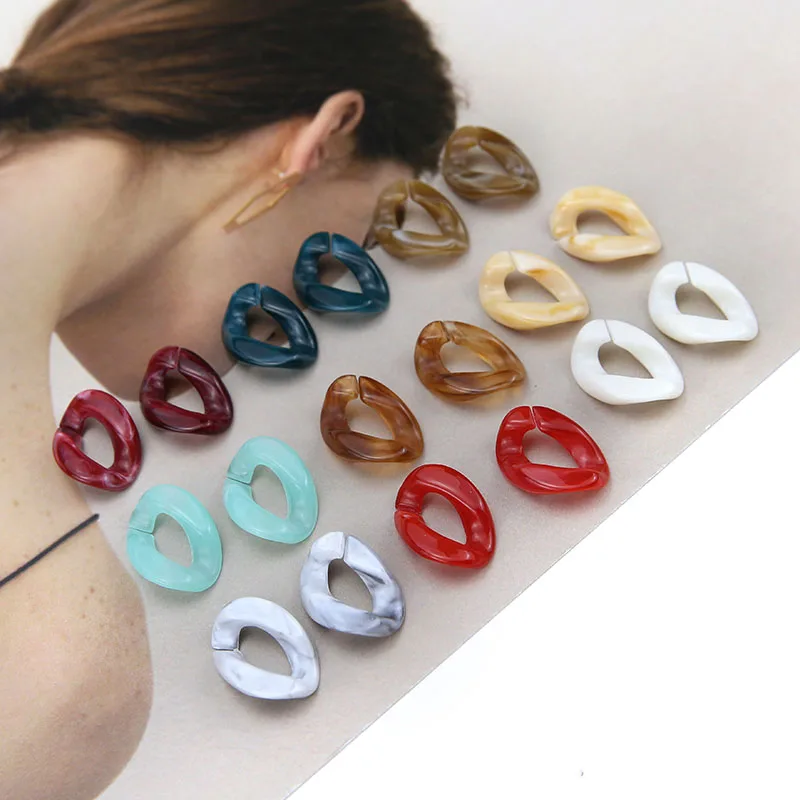

100pcs/lot handmade resin decoration color chain shape acrylic beads diy jewelry earrings pendants