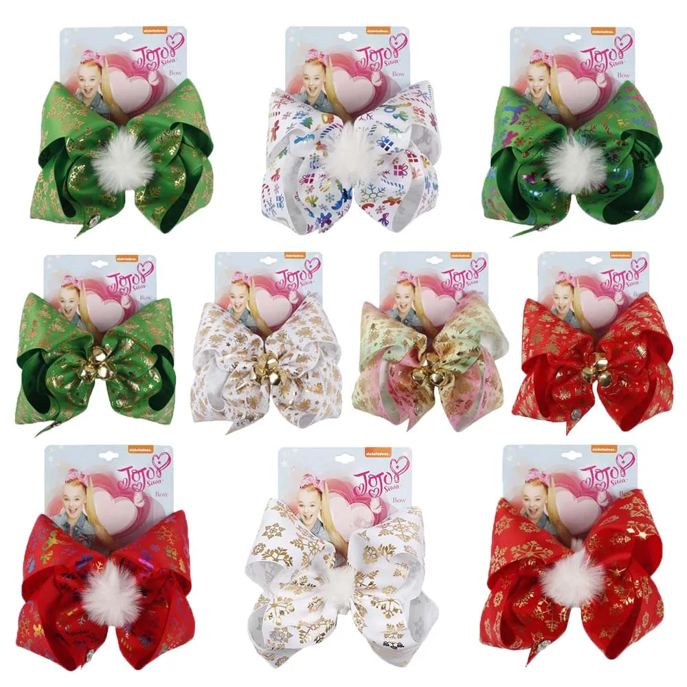 4 шт./Лот большие рождественские банты для волос Санты мерцающие колокольчики