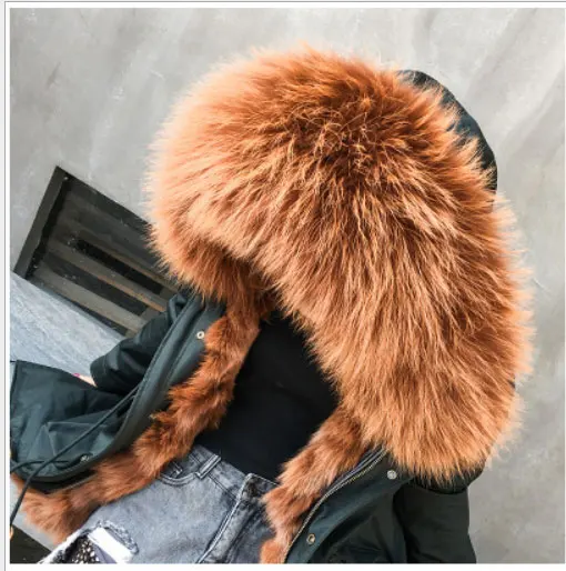 C2 extra Long Новые зимние женские модные удлиненные толстые черные пальто с подкладкой из настоящей лисы Женские повседневные парки с капюшоном из натурального меха енота - Цвет: C2 extra Long