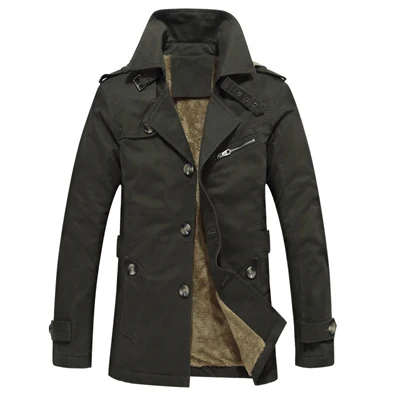 DIMUSI мужская зимняя куртка, модная ветровка, военная армейская Водонепроницаемая мужская длинная толстая Флисовая теплая куртка, пальто, TA125 - Цвет: Army Green