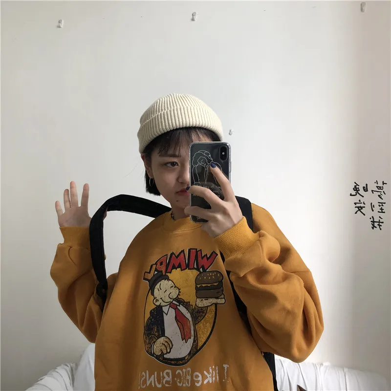 YouGeMan лучшие друзья Толстовка Осень Зима Ulzzang Harajuku Винтаж Забавный флисовый пуловер толстовки для женщин с длинным рукавом пот