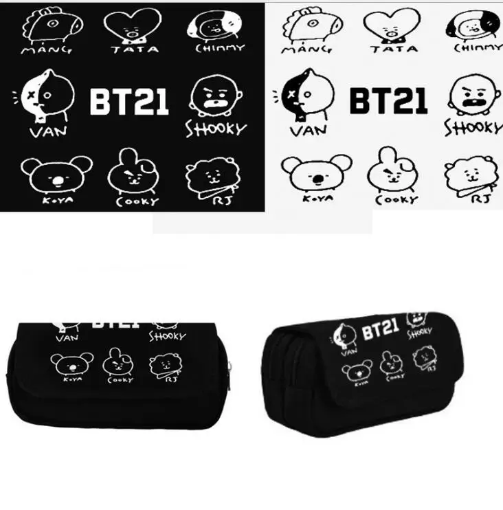 Новый Kpop BTS Bangtan мальчики канцелярский пенал сумка Pencilcase молния двухслойный рулон