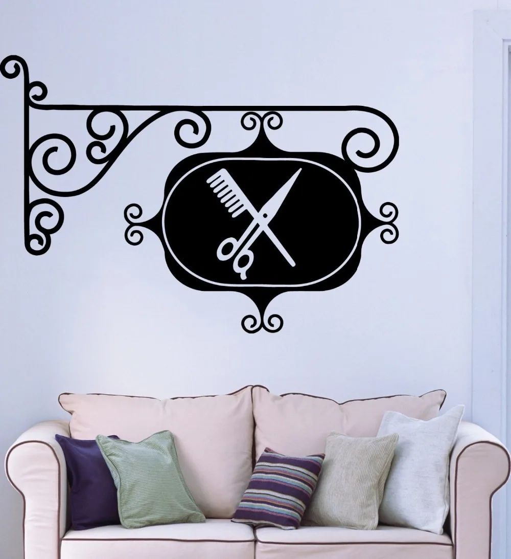 

Wall Sticker Sign Barbershop Hair Salon Stylist Hairdresserr Removeable Wall decal Glass sticker 2015 Hot selling Free shipping