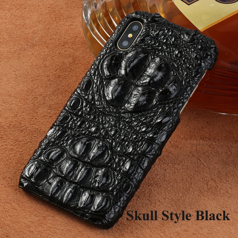 black Натуральная крокодиловая кожа чехол для телефона для iphone XR 11 11 Pro Max X XS Max чехол для iphone 7 8 6 Plus 6S 5 se роскошный Marvel - Цвет: black