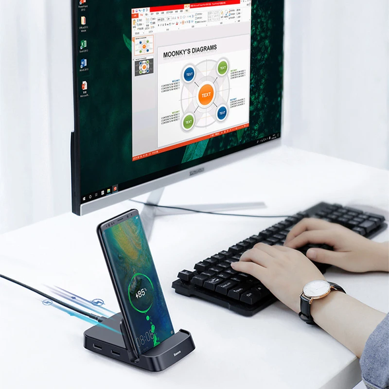 USB концентратор 8 в 1 зарядное устройство SDTF HDMI с адаптером питания для телефона Type