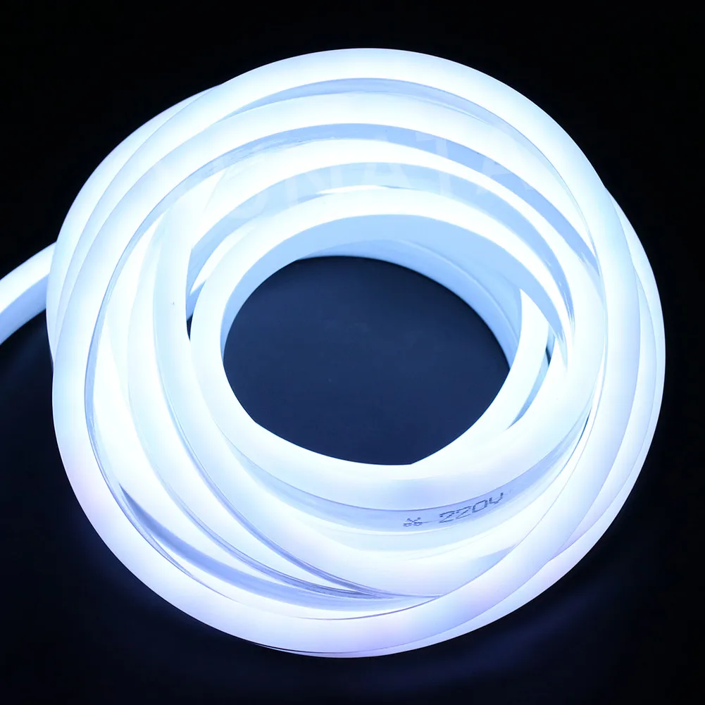 AC 220 В светодиодный гибкий неоновый светильник RGB/теплый/белый/синий/красный/зеленый неоновый знак светодиодный светильник 2835 120 светодиодный s/m IP68 Водонепроницаемая струнная лампа