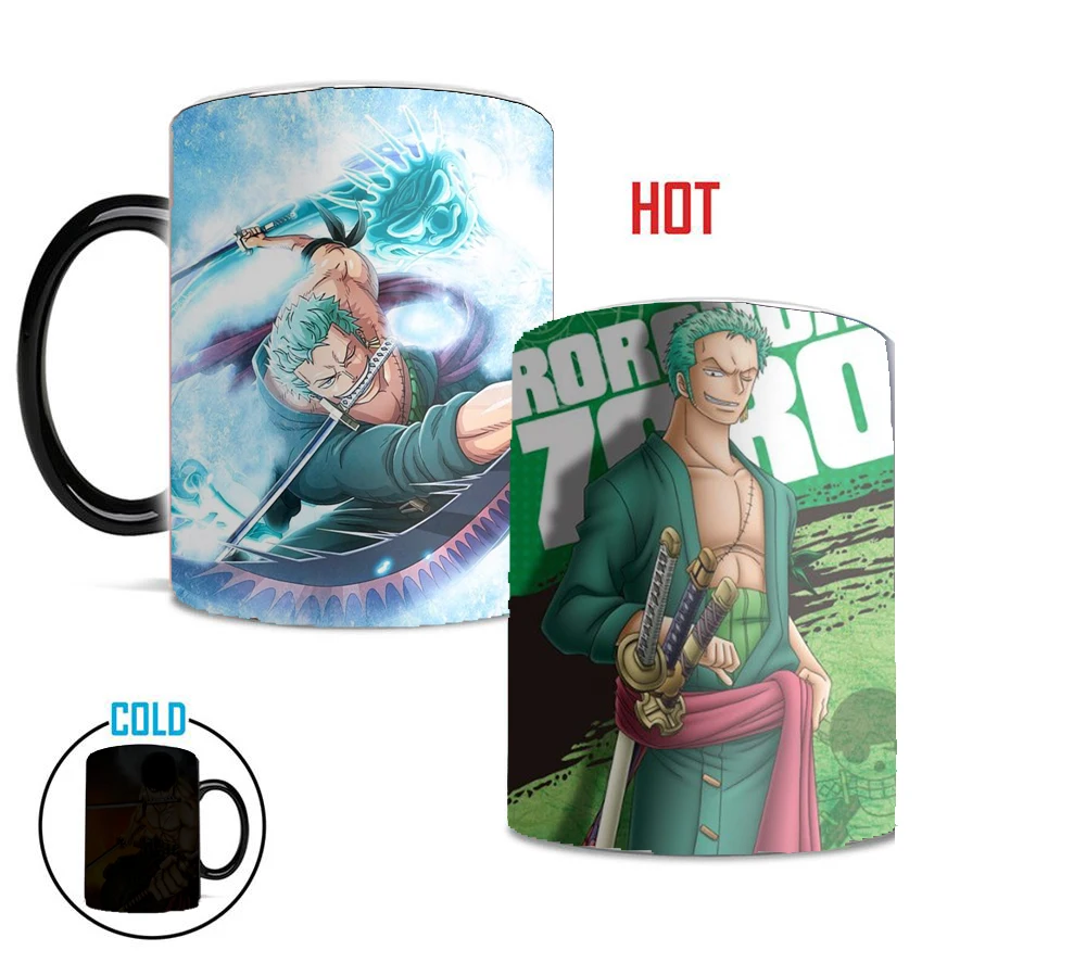Цельные кружки luffy Zoro 350 мл офисная кофейная кружка меняющая цвет лучший подарок