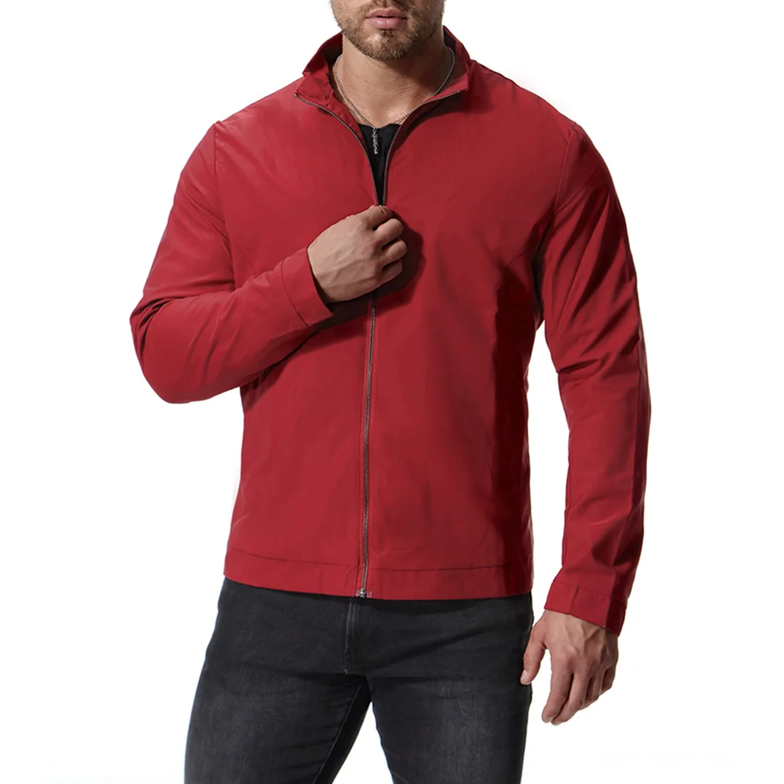 2019 Новая Осенняя Повседневная однотонная Куртка мужская черная куртка со