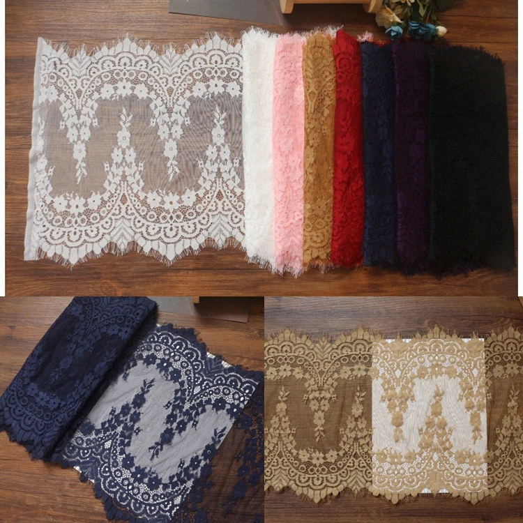 

3meter Eyelash Lace 32CM DIY Decorative High Quality Nylon Eyelash Lace clothes accessories Wedding table cloth decoration