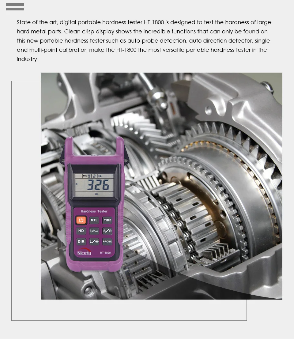 Nicetymeter HT-1800, портативный тестер твердости Leeb, алмазный селектор, Золотой Тестер, тестер твердости, HT1800