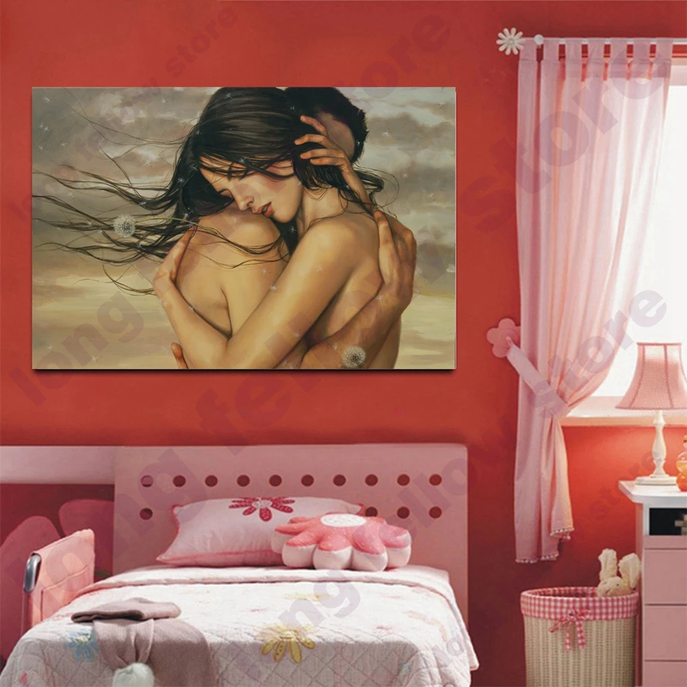 Обнаженная Lover картины с изображением фигур людей холсты произведение искусства обнимающие пары плакаты и принты Одуванчик стены искусства цветы домашний декор дропшиппинг