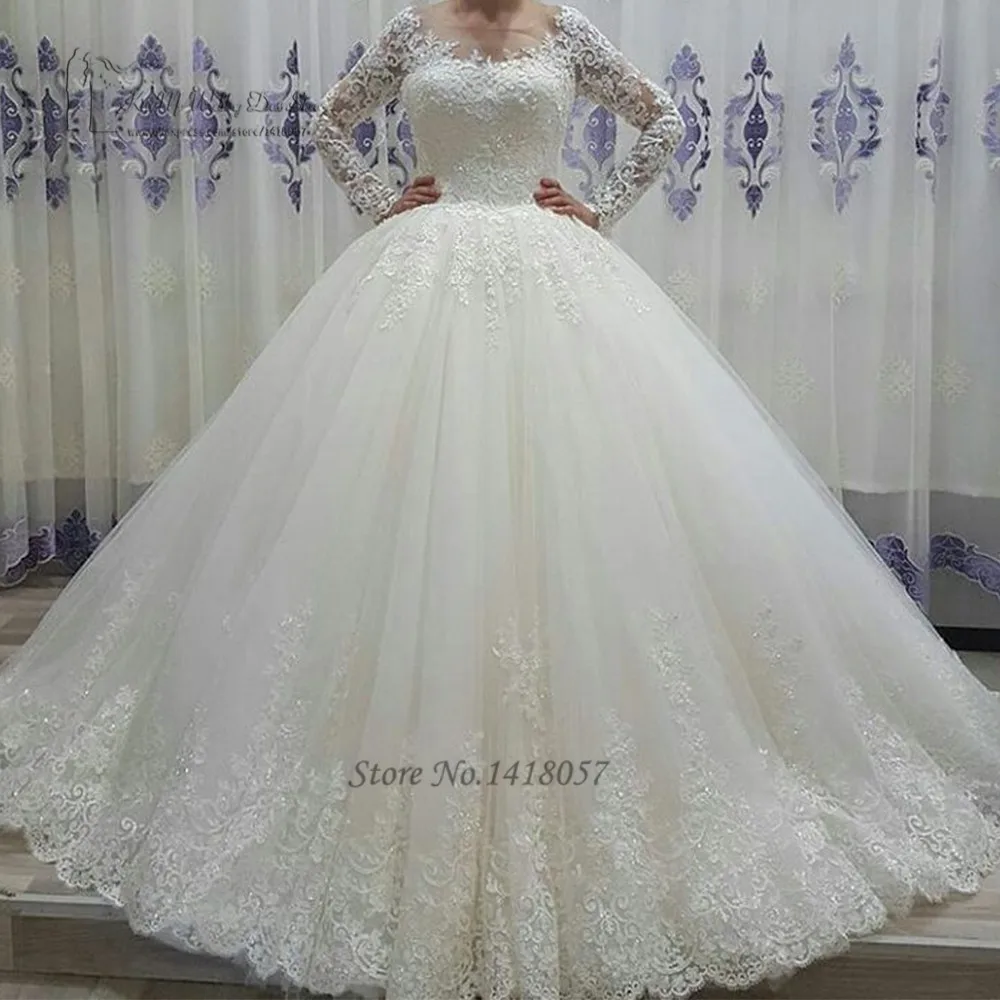 Платье с длинным рукавом кружевное бальное платье блестками|ball gown wedding dresses|wedding