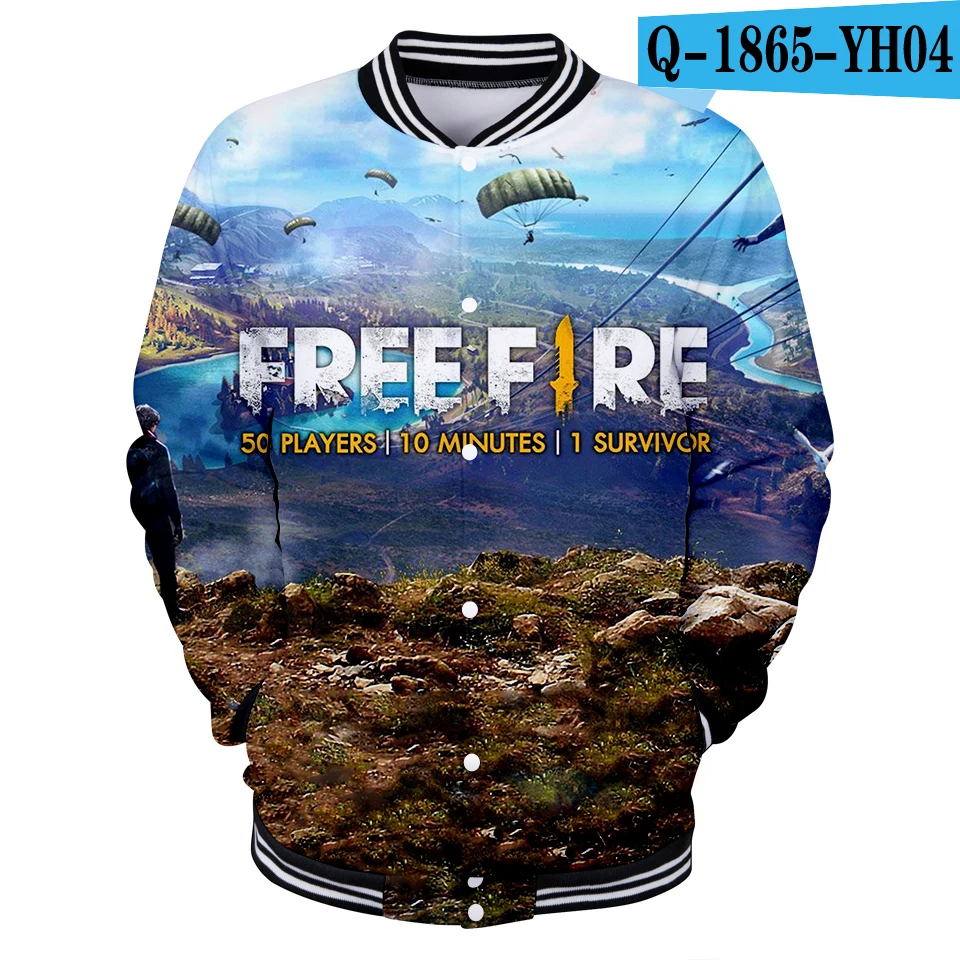 Frdun Tommy 3D Free Fire бейсбольная куртка Kpop Стиль Повседневный мягкий v-образный вырез Горячая игра колледж Стиль Плюс Размер куртка - Цвет: Q1865