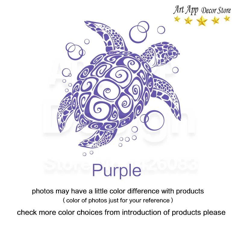 Purple Хорошее качество домашний декор художественный дизайн виниловые морские черепахи Наклейки на стены съемные домашние украшения животные дешевые наклейки - Цвет: Purple